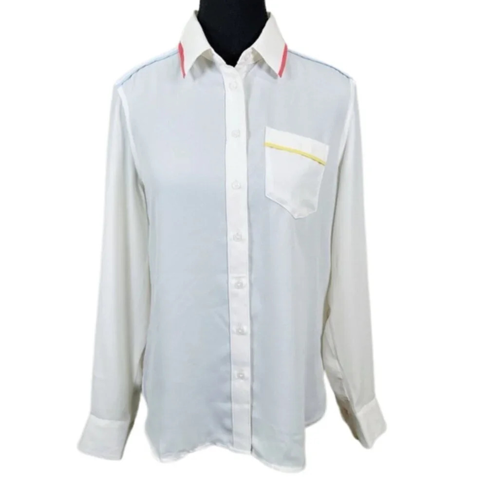 Banana Republic Womens Size Xsmall Color Accents Button Up Blouse Ivory Color
